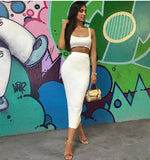 two piece long sleeveless outfits crop tops
