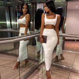 knitted skirt ribbed sleeveless crop top