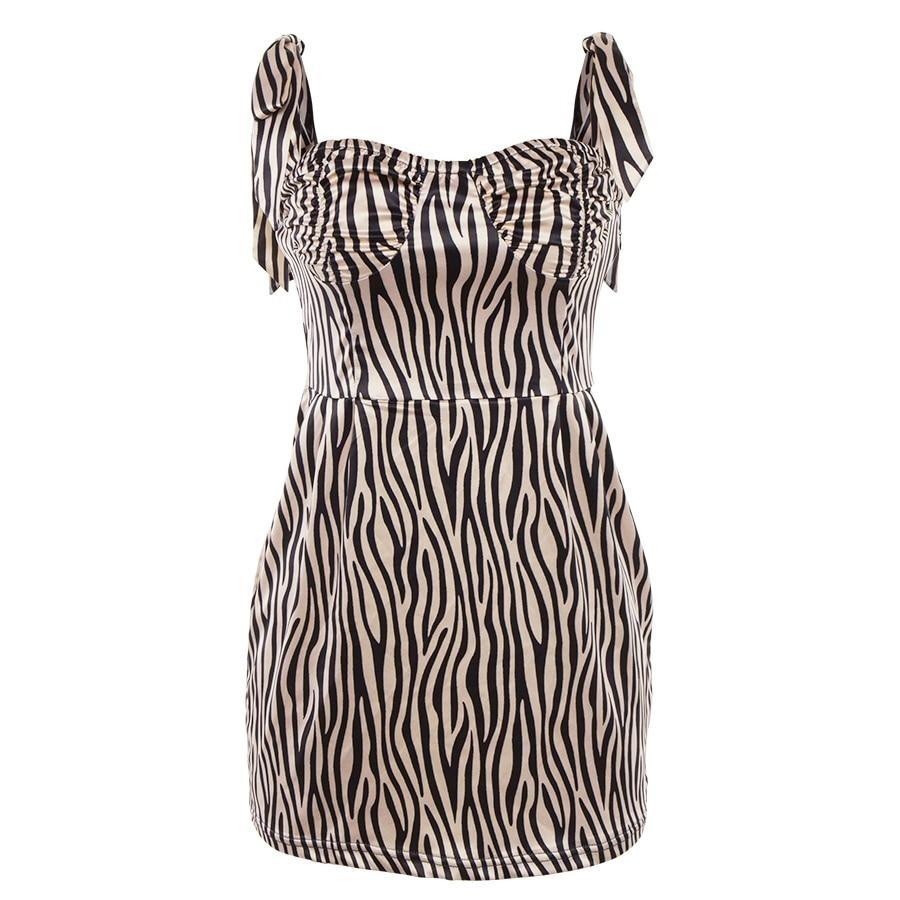 zebra print adjustable spaghetti strap sleeveless bodycon dress