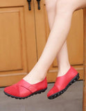soft genuine leather suede patchwork hook loop flats shoes