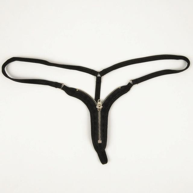 zipper thong bottom open crotch t back panties