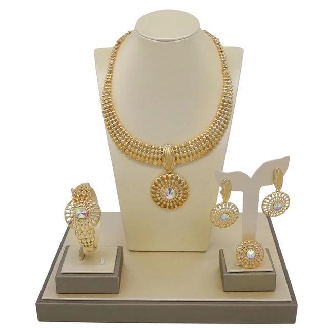 round crystal rhinestone pendant classic jewelry set