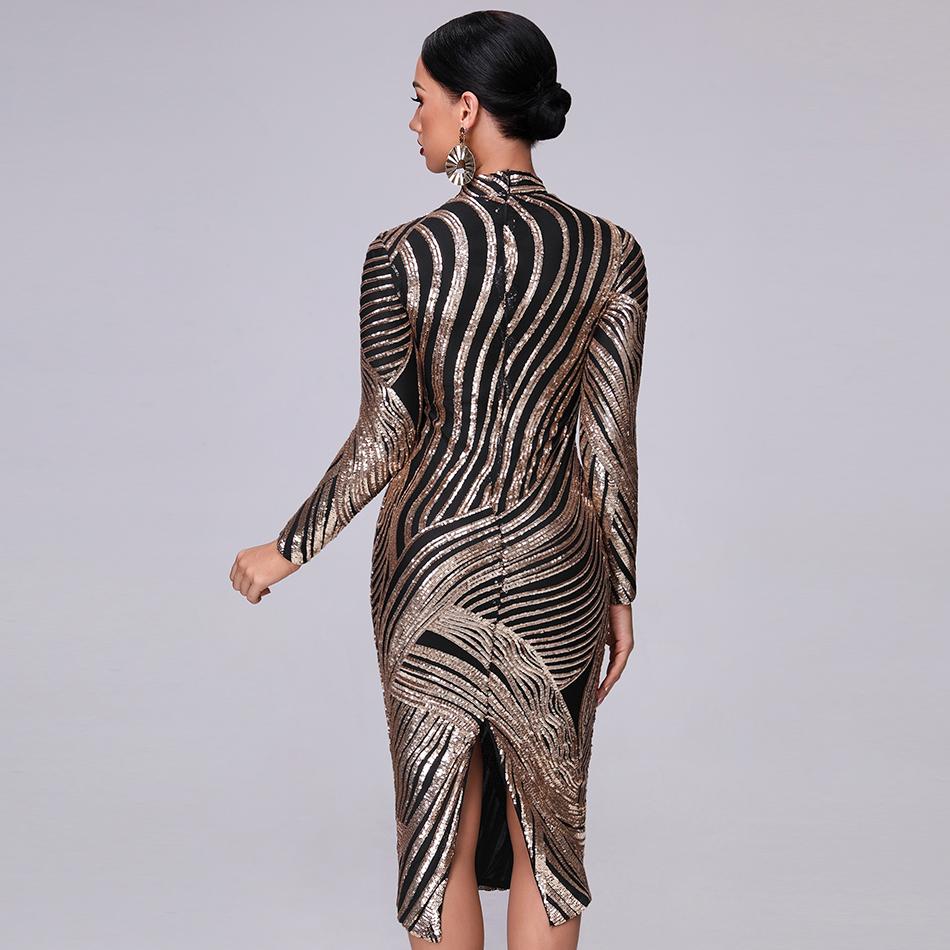 turtleneck long sleeve bodycon sequin dress