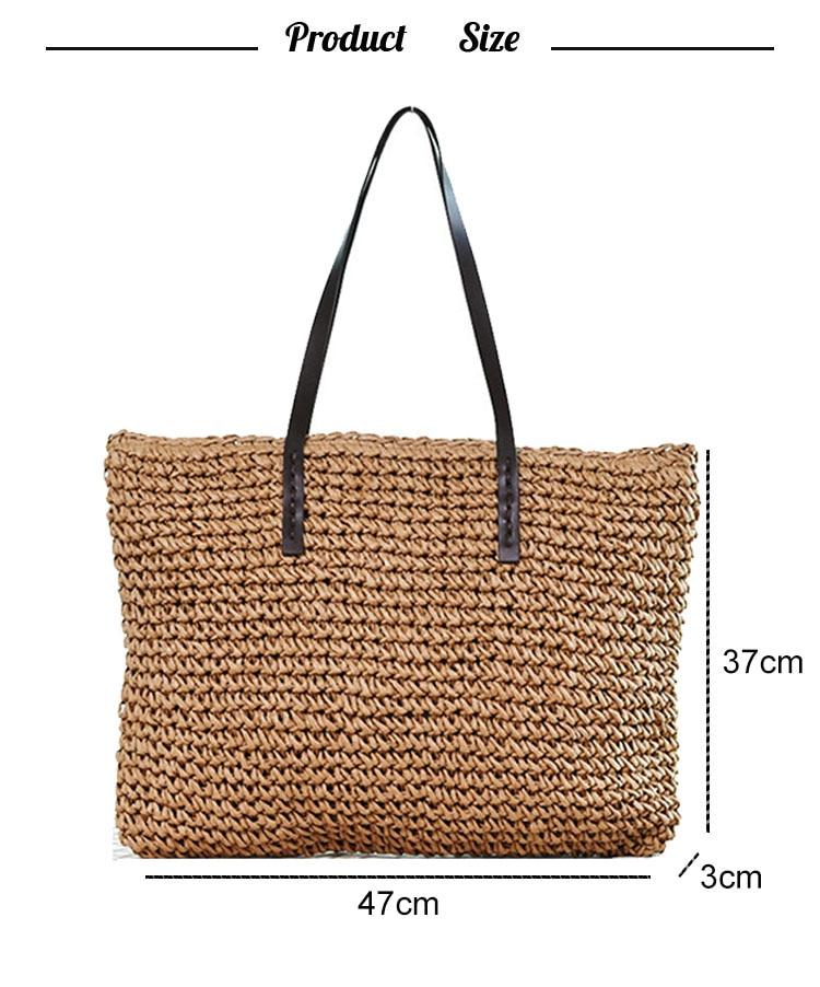 rattan woven handmade knitted straw large capacity shoulder bag