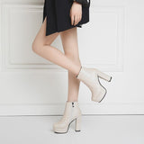 platform round toe thick high heel ankle boot