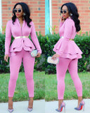 full sleeve ruffles blazer pant outfits two piece dress