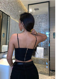 solid boho style lace up strap backless crop top