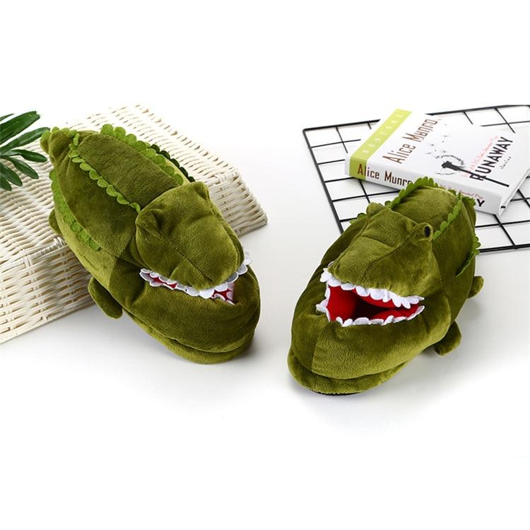 funny cartoon plush crocodile design cotton padded home slippers