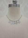 letter pattern crystal link chain choker necklace