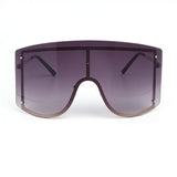 oversized rimless metal one piece gradient lens visor sunglasses