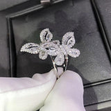double butterfly full rhinestone crystals cocktail ring