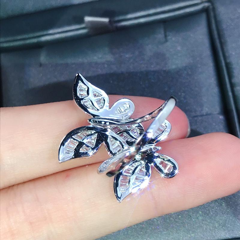 double butterfly full rhinestone crystals cocktail ring