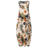 vintage sleeveless floral printed long maxi dress