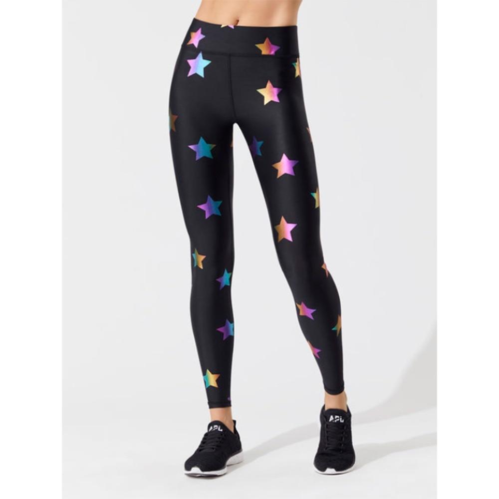 multicolor star print high waist skinny leggings