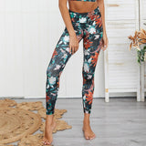 floral print halter crop top high waist seamless sportswear
