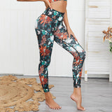 floral print halter crop top high waist seamless sportswear