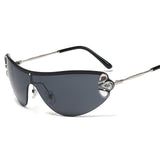 diamond rimless metal frame retro sunglasses
