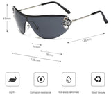 rimless one piece metal rhinestone luxury diamond cat eye sunglasses