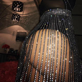 glitter diamonds studded empire waist mini skirt