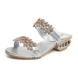 crystal bead double strap fretwork heeled sandal
