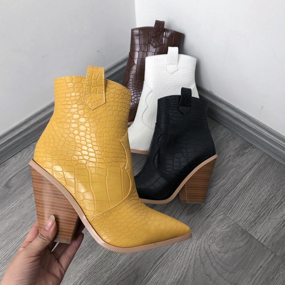 western cowboy pointed toe high heel ankle boot