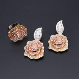 flower leave shape crystal big pendant jewelry set