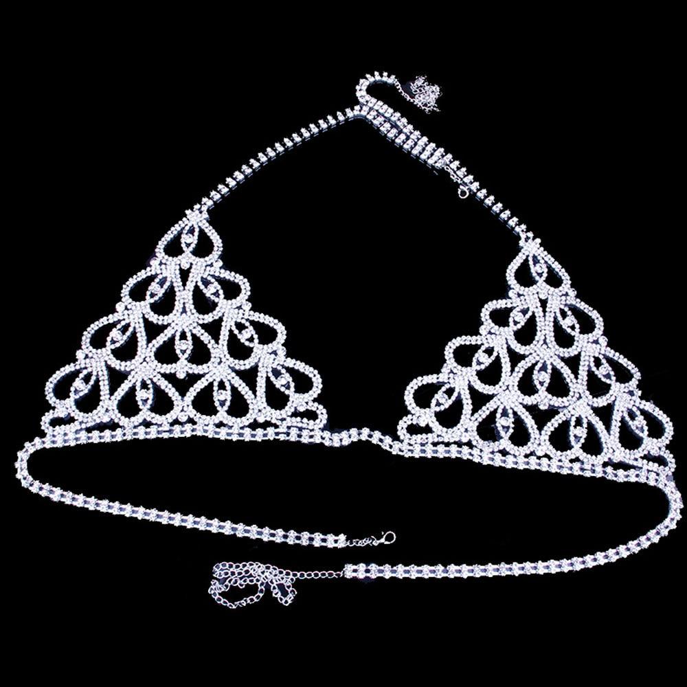 heart crystal bling bra chain rhinestone thong sexy jewelry