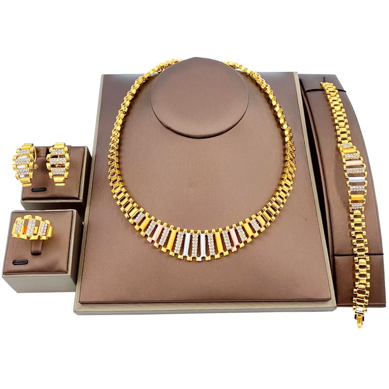 wide geometric gold jewelry set
