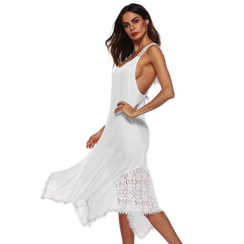 sleeveless floral lace backless long cover up