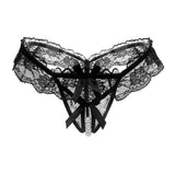 floral lace transparent open crotch thongs pearl panties