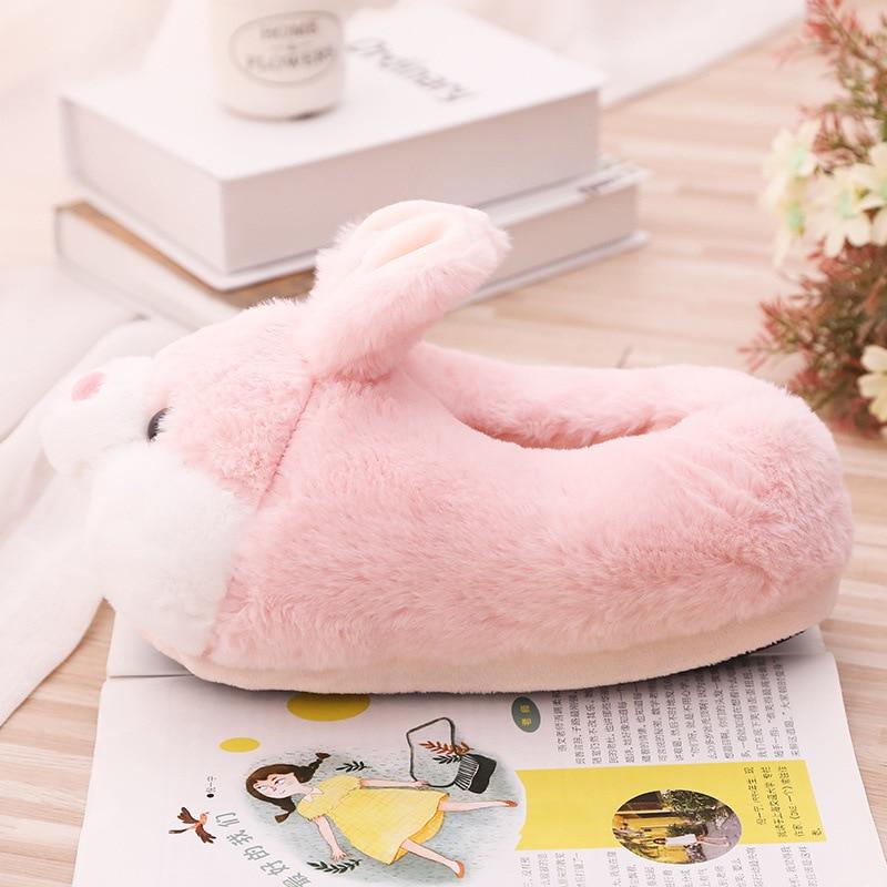 bunny cartoon design plush head indoor home slippers