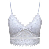 floral lace embroidery padded wire free sheer push up bra