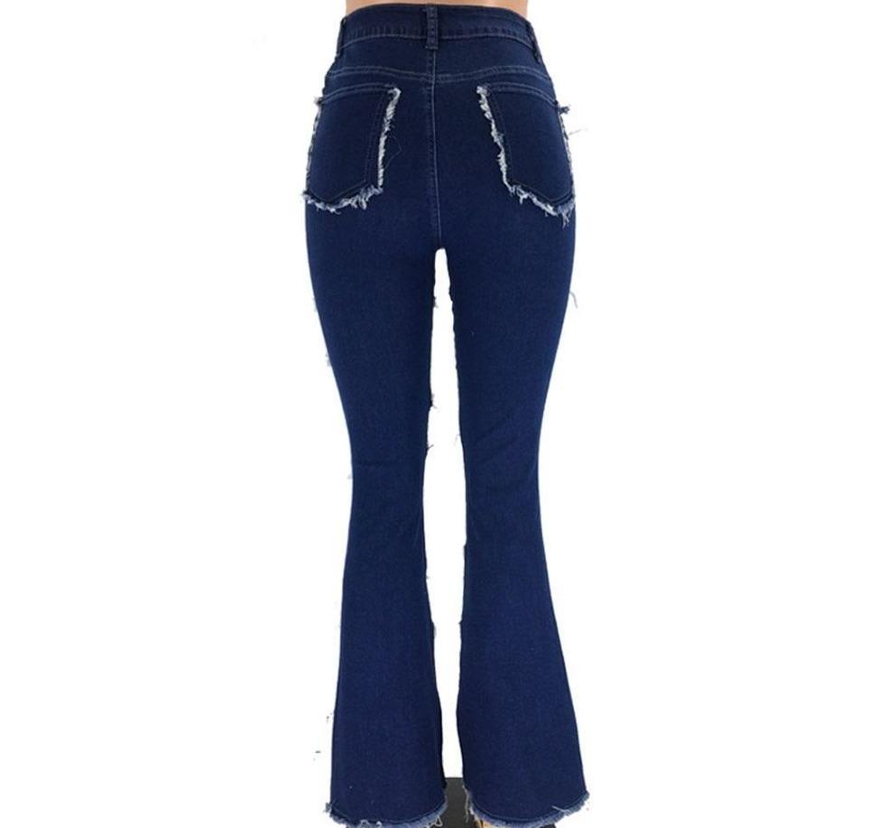 waist with pockets bell bottom skinny jean pant