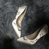 pointed toe elegant silk rhinestone flower high heels shoes