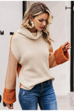 patchwork turtleneck long sleeve sweater