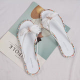 colorful diamond butterfly crystal bordered outdoor slippers