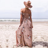off shoulder floral print strapless maxi dress