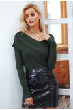 off shoulder long sleeve knitted soft cotton sweater