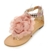3d flower string beads ankle straps flat sandals