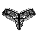 floral lace transparent open crotch thongs pearl panties