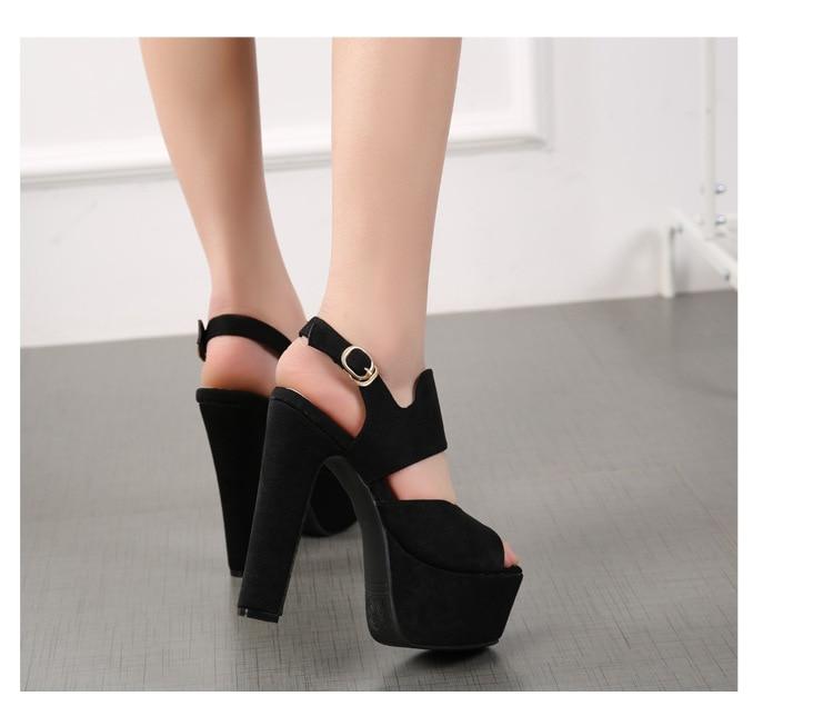 rubber slip on thick bottom fish cut outs high heel
