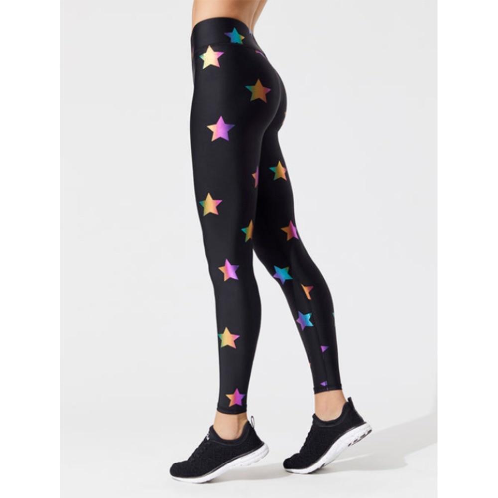 multicolor star print high waist skinny leggings