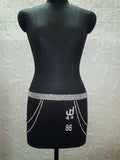 metal chain rhinestone tassel mini skirt