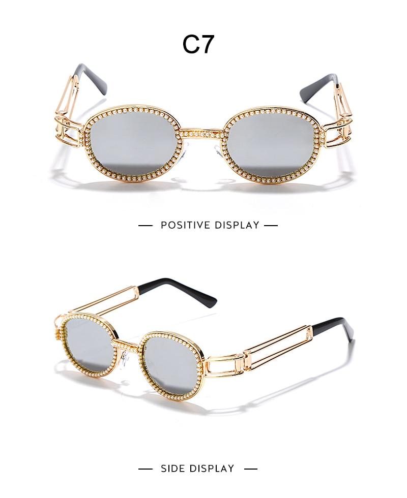 vintage pearl diamond steampunk rhinestone small round sunglasses