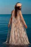 lace sheer flare sleeve bohemian cover up