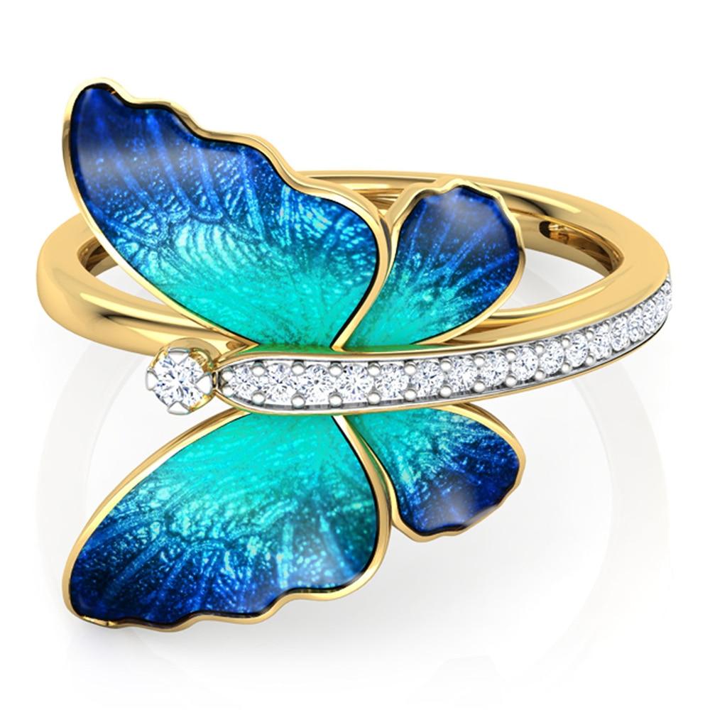 gorgeous enamel butterfly design crystal ring