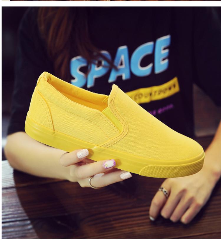 solid candy colored round toe shallow canvas flat sneakers