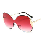 oversized rimless vintage gradient round sunglasses