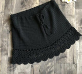 crochet high waist bow tie skirt bottom bikini cover up