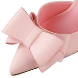sweet bowtie pointed toe patent leather side cut outs shallow high pumps heels
